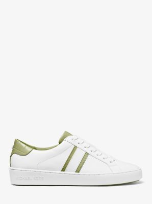 Irving Two-Tone Stripe Leather Sneaker in LIGHT SAGE | Michael Kors