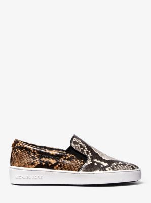 【Michael Kors】Keaton Snake Embossed Leather SlipOn Sneaker Keaton Two-Tone Python Embossed Leather Slip-On Sneaker