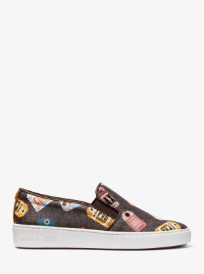 Keaton Printed Logo Slip-On Sneaker in MARR&Oacute;N | Michael Kors