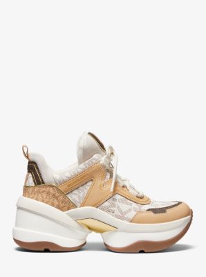 michael kors olympia mesh and logo trainer