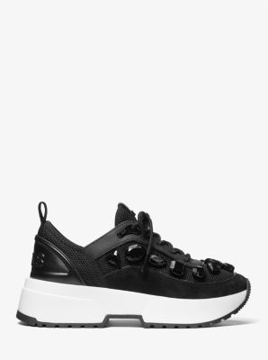 Chaplin Jewel Embellished Mesh and Leather Trainer | Michael