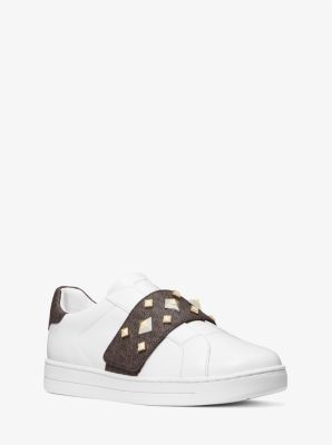 Kenna Leather and Studded Logo Sneaker | Michael Kors