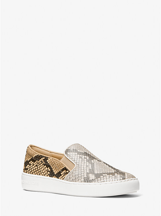 Keaton Studded Two-Tone Python Embossed Leather Slip-On Sneaker image number 0
