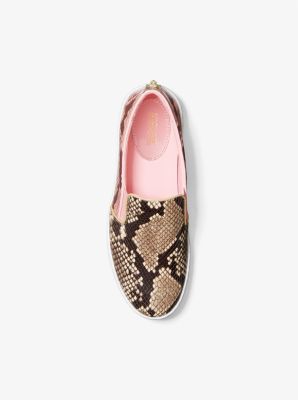 Keaton Studded Two-Tone Python Embossed Leather Slip-On Sneaker