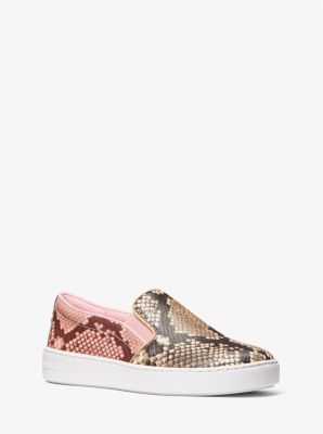 Keaton Studded Two-Tone Python Embossed Leather Slip-On Sneaker