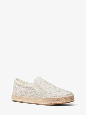 Libby Studded Quilted Logo Slip-On Sneaker in VANILLA | Michael Kors