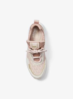 Olympia Logo Jacquard and Glitter Chain-Mesh Trainer