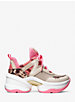 Olympia Two-Tone Python Embossed Leather and Canvas Trainer image number 1