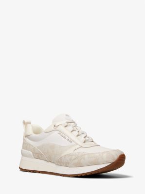 Allie Stride Logo Jacquard and Leather Trainer | Michael Kors