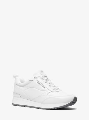 MK Allie Stride Leather and Nylon Trainer - White - Michael Kors