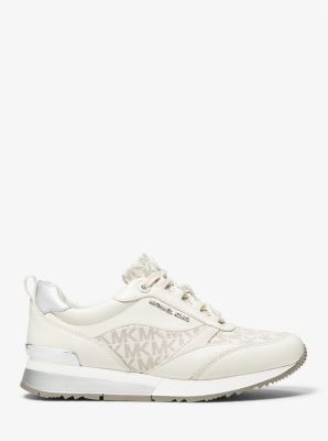 Allie Stride Logo and Leather Trainer in VAN/CREAM | Michael Kors
