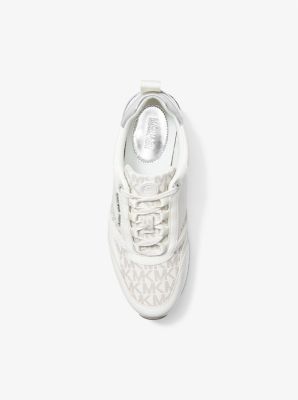Allie Stride Logo and Leather Trainer in VAN/CREAM | Michael Kors