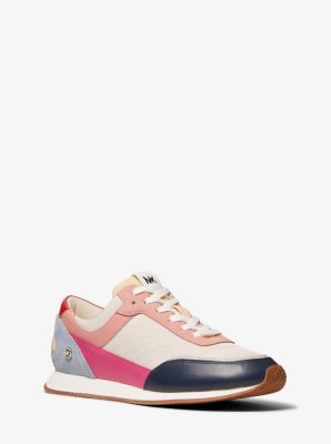 Allie embellished leather and clearance canvas trainer