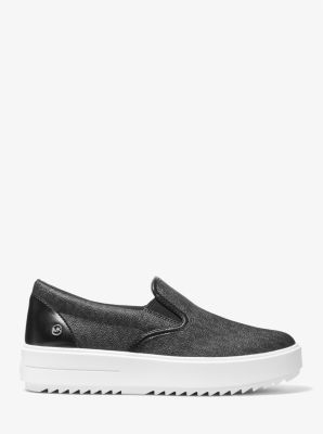 MICHAEL Michael Kors Women's Keaton Coated Canvas Two-Tone Logo Slip-On  Sneaker