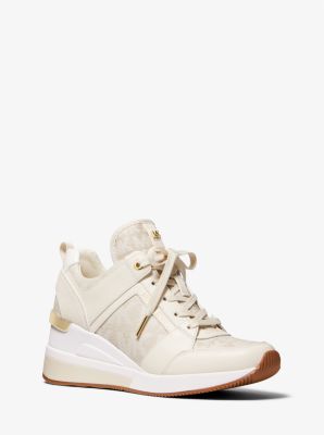 Michael kors georgie woven clearance leather trainer