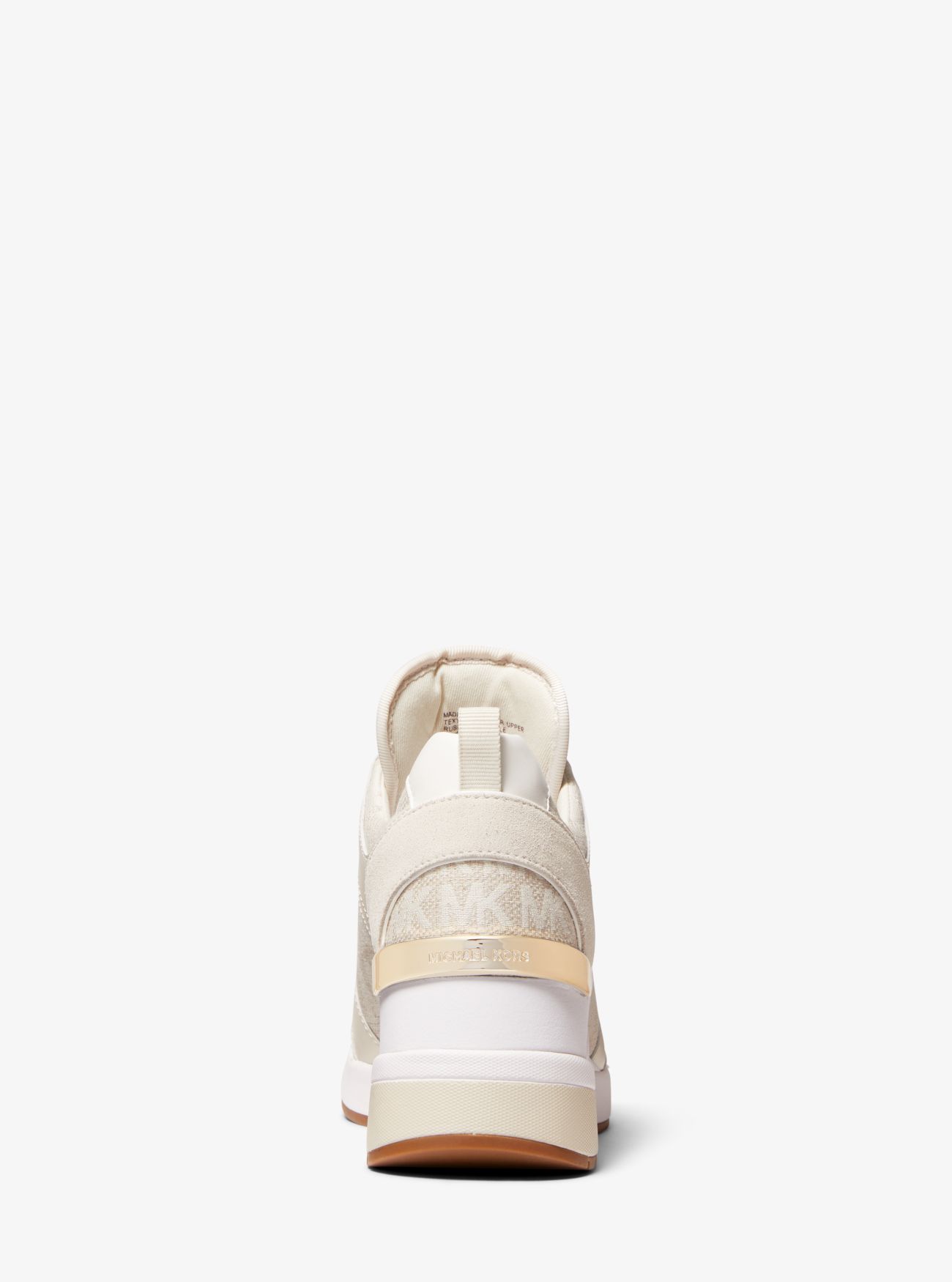 MK Georgie Leather and Logo Jacquard Trainer - Natural - Michael Kors