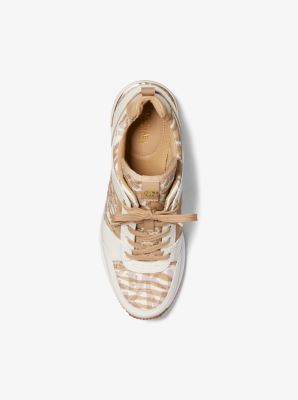 Georgie Animal Print Logo and Leather Trainer