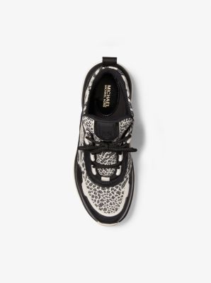 Sneaker Olympia aus Leder und Jacquard mit Animal-Print image number 2