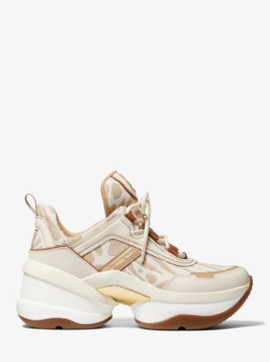 Sneaker Olympia aus Leder und Jacquard mit Animal-Print image number 1
