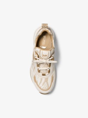 Sneaker Olympia aus Leder und Jacquard mit Animal-Print image number 2