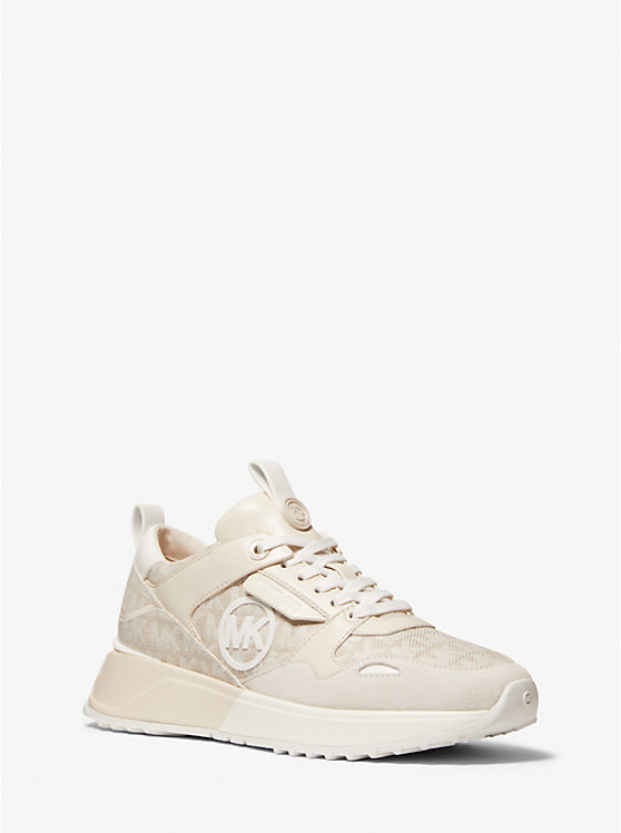 Theo Logo Jacquard and Leather Trainer image number 0