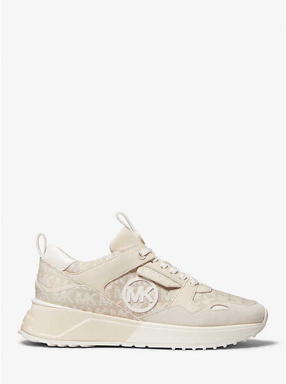 Theo Logo Jacquard and Leather Trainer image number 1