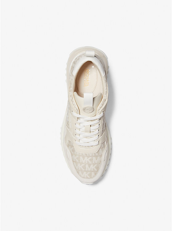 Theo Logo Jacquard and Leather Trainer image number 3