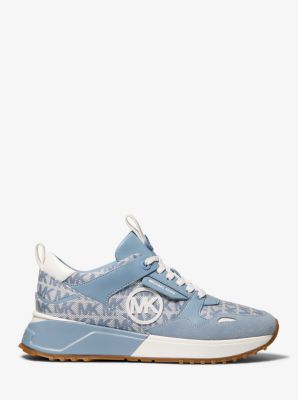 Zapatilla Theo de piel con logotipo en jacquard in CHAMBRAY | Michael Kors