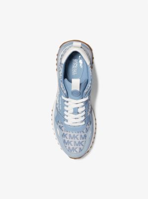 Zapatilla Theo de piel con logotipo en jacquard in CHAMBRAY | Michael Kors