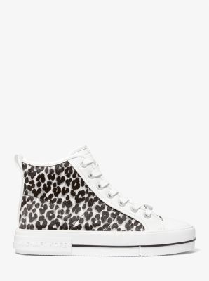Zapatilla de ca&ntilde;a alta Evy de pelo de becerro con estampado de leopardo in NEGRO COMBINADO | Michael Kors