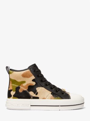 Evy Camouflage Print Calf Hair High-Top Sneaker | Michael Kors