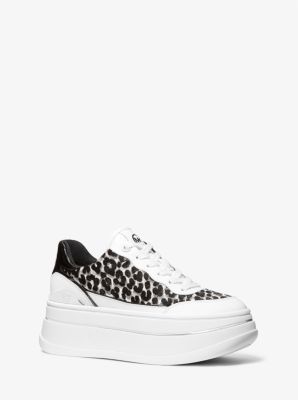 Sneaker Hayes van kalfshaar met luipaardprint en plateauzool image number 0