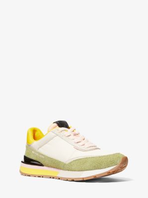 Shop Michael Kors Nova Suede And Nylon Trainer In Pink
