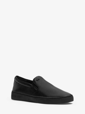 michael kors black leather slip on sneakers