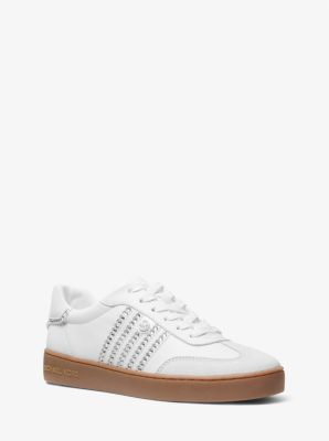 Scotty Embellished Leather Sneaker in OPTIC WHITE | Michael Kors