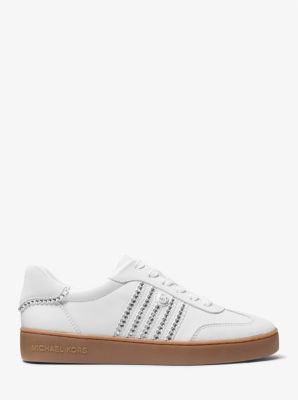 Scotty Embellished Leather Sneaker in OPTIC WHITE | Michael Kors