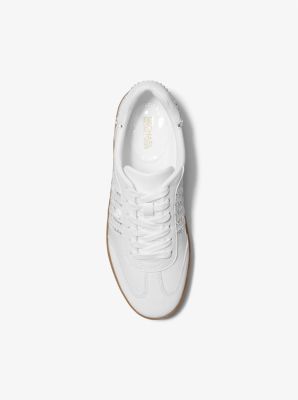 Scotty Embellished Leather Sneaker in OPTIC WHITE | Michael Kors