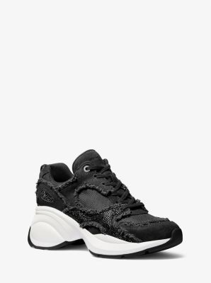 MK Ausgefranster Sneaker Zuma Aus Materialmix Mit Verzierung - Schwarz