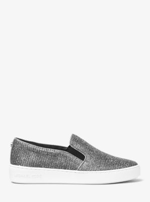 Keaton Chain-Mesh Slip-On Sneaker in BLACK/SILVER | Michael Kors