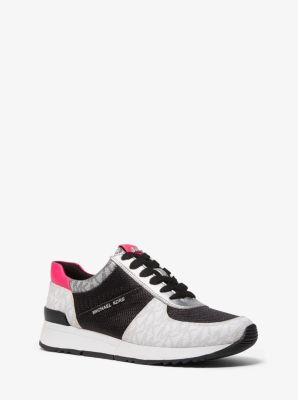 Allie Color-Block Logo Mixed-Media Trainer