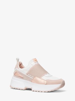 Cosmo Canvas and Snake-Embossed Nubuck Slip-On Trainer | Michael Kors