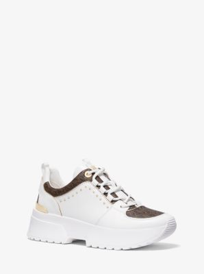 michael michael kors cosmo printed leather trainer