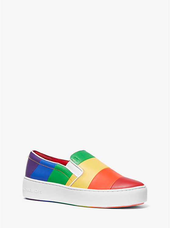 Dylan Rainbow Striped Leather Slip-On Sneaker | Michael Kors