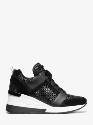 michael michael kors georgie woven leather trainer