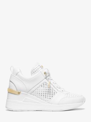 michael kors georgie woven leather trainer