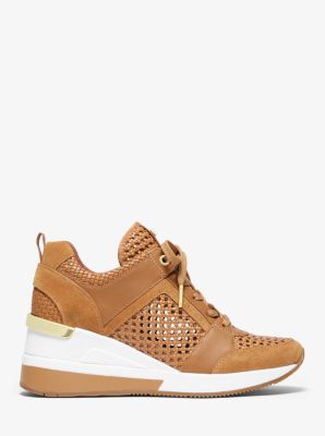 michael michael kors georgie woven leather trainer