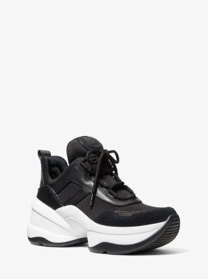 michael kors black and white tennis shoes