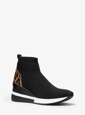 Skyler Leopard-Print Stretch-Knit Sock Sneaker | Michael Kors