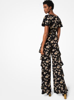 Daisy Crepe De Chine Ruffled Jumpsuit