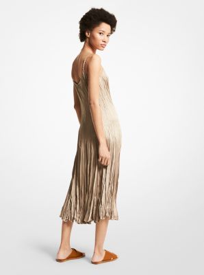 Robe nuisette en charmeuse froiss&eacute;e in SABLE | Michael Kors